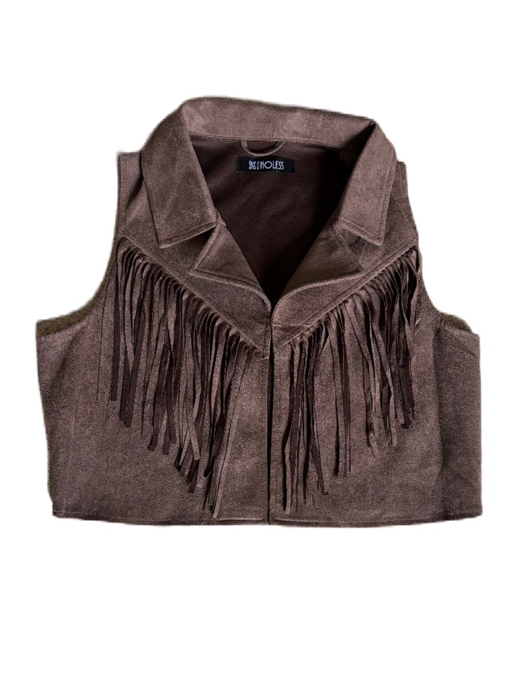 Shein Relish Noless suede fringe vest Small Brown - Picture 4 of 9